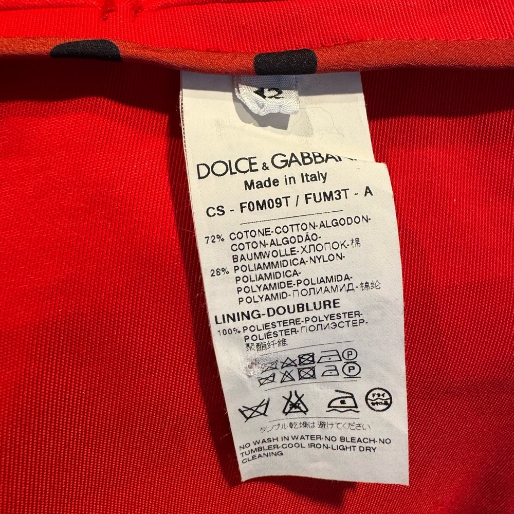 Dolce & Gabbana Red Belted Coat Polka Dot Lined Italy Sz 42 Designer Jacket - Picture 5 of 8